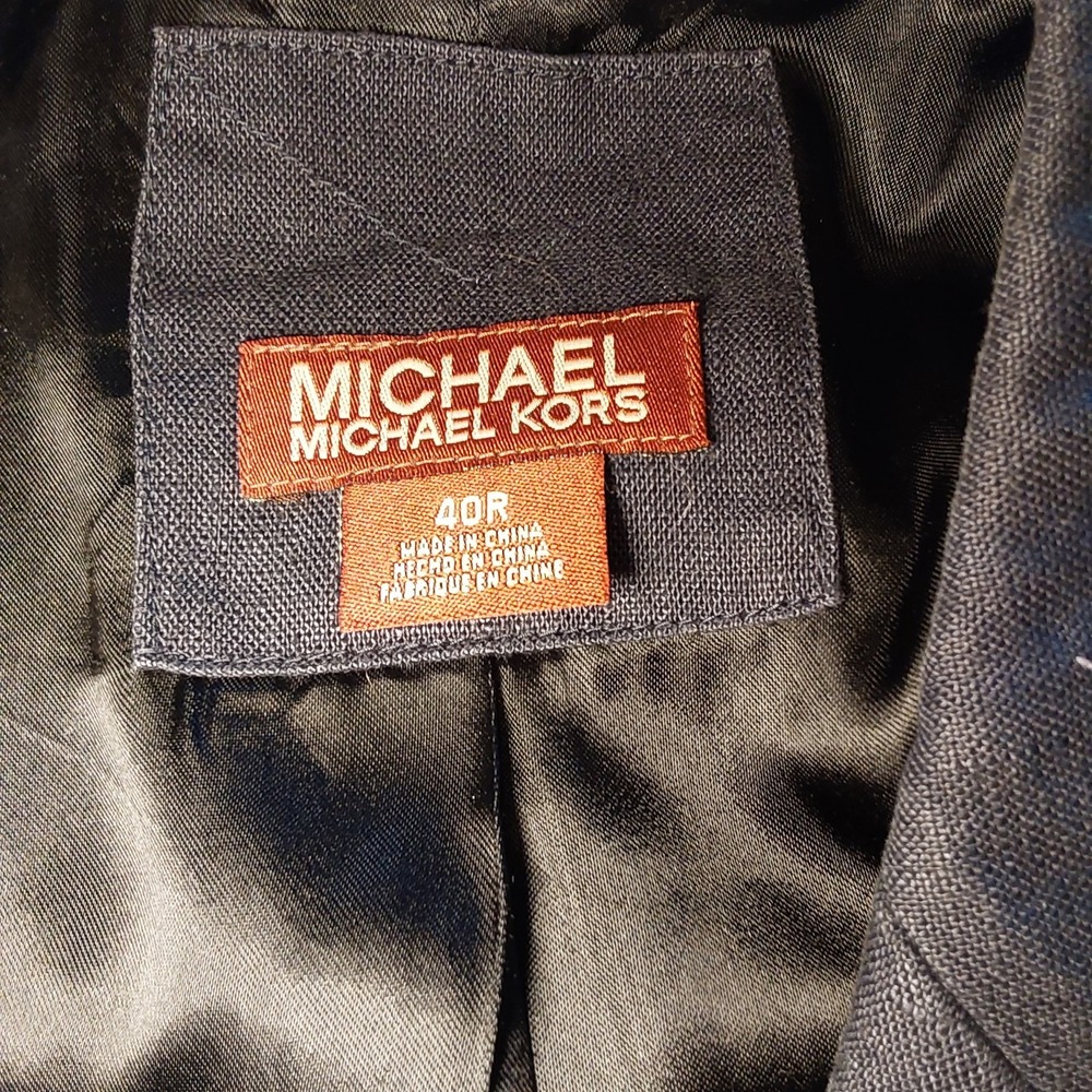 Michael Kors Men's Navy Blue Linen 40R Blazer Jacket - Picture 4 of 10